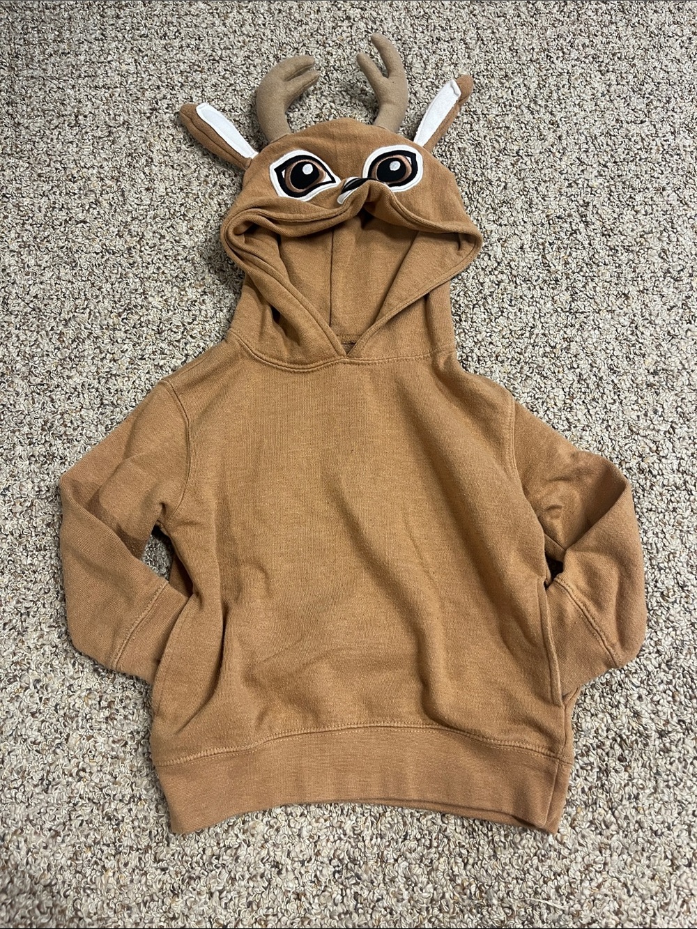 Buck Wear Kids Brown Deer Hooded Sweatshirt with Antler Details